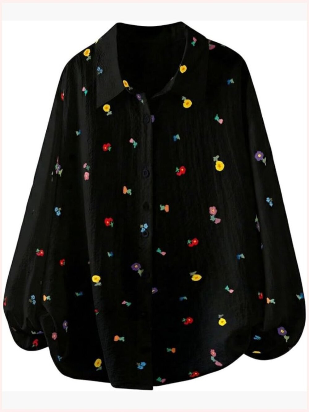 Women's Floral Long Sleeve Button Down Blouse Oversized Casual Shirt Top